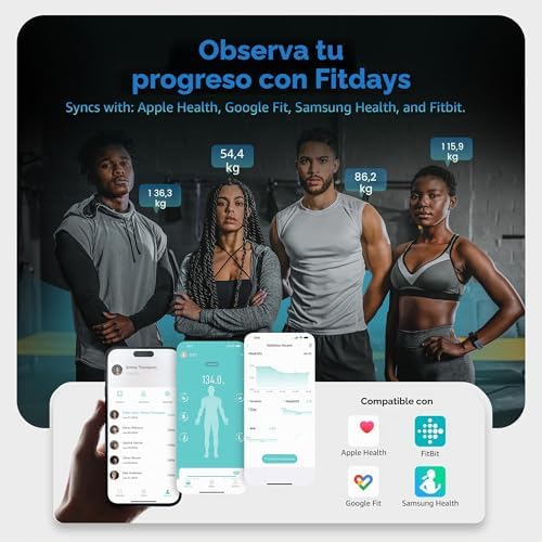 Báscula de Baño Inteligente 8 Electrodos, Báscula Grasa Corporal y Muscular con 28 Indicadores (IMC/Grasa/Proteínas/Músculo) y App Bluetooth, Función de Voz, 180 kg