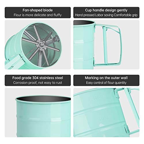 Flour Sifter, Operated Flour Sifter, Handheld Sieve Flour Strainer, Fine Kitchen Cooking, Sieve Tools for Cooking/Pastry Baking Kitchen Utensil（Blue）