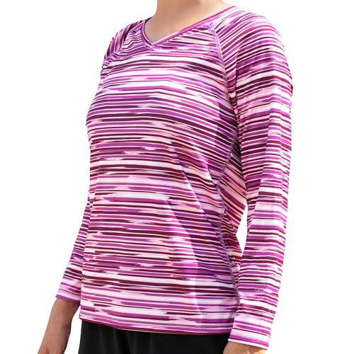 Kanu Surf Women's Odyssey Long Sleeve UPF 50+ Swim Shirt, Purple, XX-Large