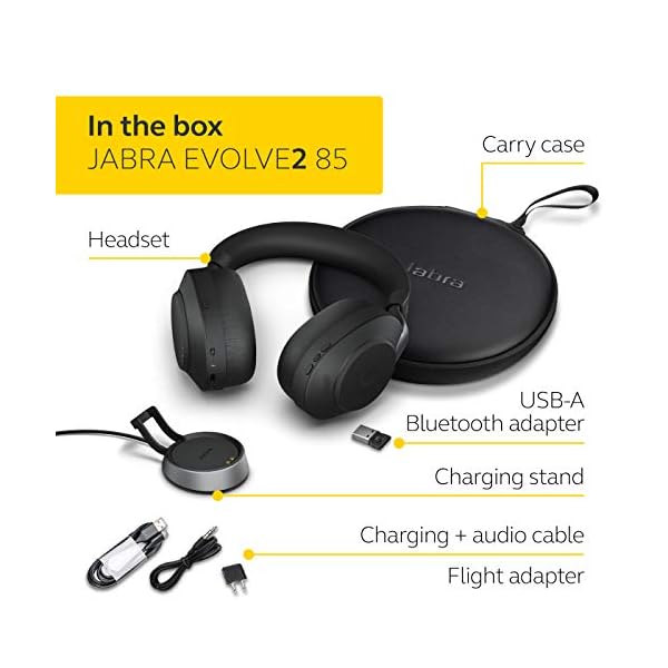 Jabra-Evolve2-85-Wireless-PC-Headset-with-Charging-Stand-Noise-Cancelling-UC-Certified-Stereo-Headphones-With-Long-Lasting-Battery--USB-A-Bluetooth-Adapter--Black Jabra Evolve2 85 Wireless PC Headset with Charging Stand– Noise Cancelling UC Certified Stereo Headphones With Long…