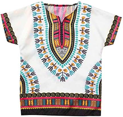Boy Girl Kids Baby Unisex Bright African Colour Child Dashiki T Shirt Tee Tops