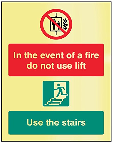 Caledonia Signs 31248H Sign, In The Event Of Fire Do Not Use Lift, Use Stairs