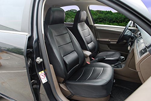 125001 Black-Leather like car Seat Cover with Lumbar Support for standard bucket seat, compatible to Nissan Rogue Quest Sentra Tiida Versa X-Trail Xterra Murano