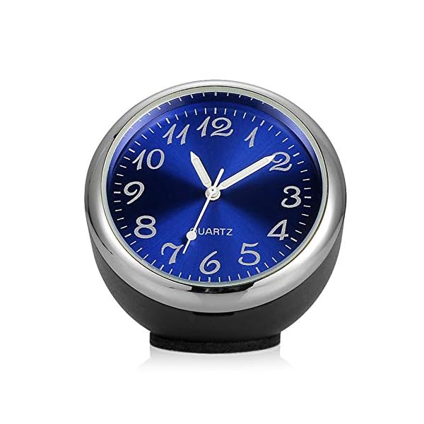 Car Dashboard Clock,Automobile Blue Round Electronic Quartz Clock,High and Low Temperature