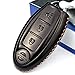Cadtealir Calfskin Genuine Leather 2008-2018 Nissan Altima Maxima Murano Pathfinder Rogue Armada Key fob Cover case Holder only for 5 Buttons Black Color (3 Buttons)
