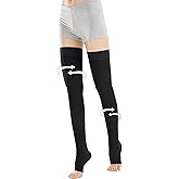 15-20 Compression Socks for Women Men, Thigh High Compression Stockings, Support Hose for Women Compression, Travel Toeless Women's Compression Socks, Light Open Toe Pregnancy Support Socks