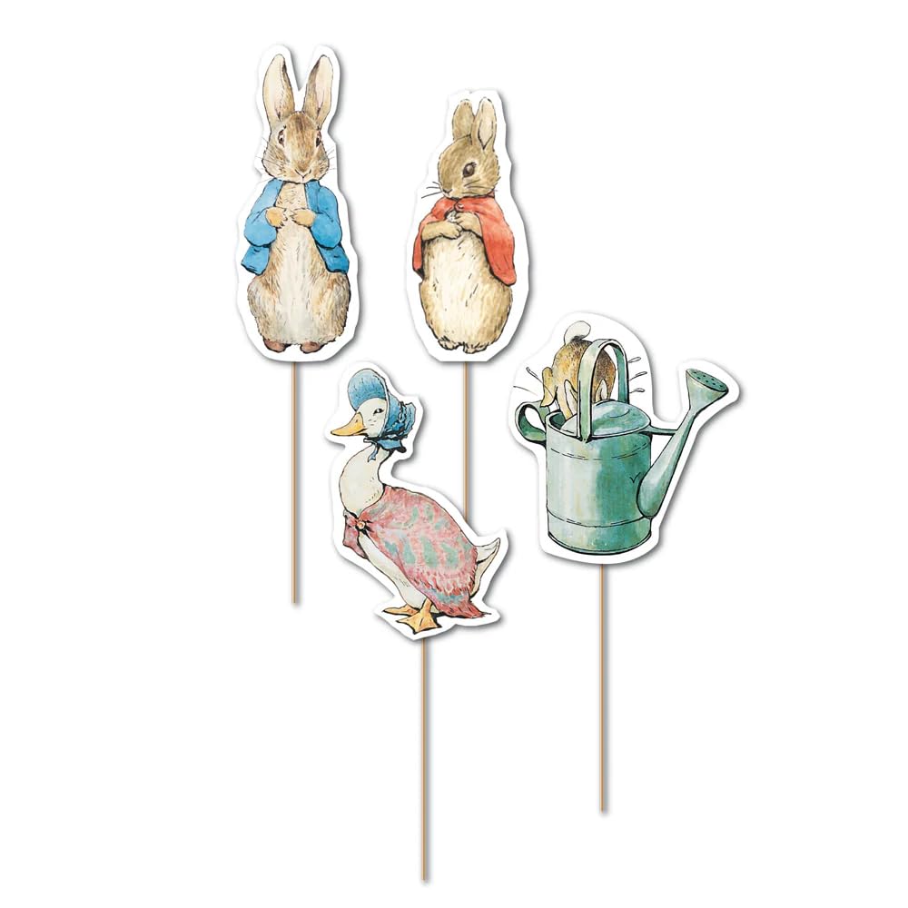 Anniversary House Official Beatrix Potter™ Peter Rabbit™ Character Party Picks – Paper & Bamboo, Non-Edible Decorative Display – Baby Shower, Easter & Birthdays (J001)