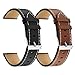 LDFAS Compatible for Fossil 22mm Band, (2 Pack) Leather Strap with Silver Buckle Compatible for Fossil Gen 5 Carlyle/Julianna/Garrett HR, Gen 5E 44mm, Sport 43mm, Gen 6 44mm Smartwatch, Brown+Black