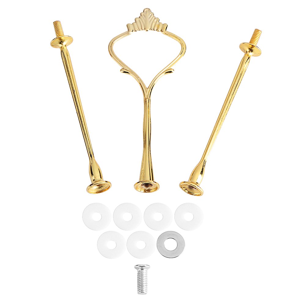 Cake Stand Fittings Kits - Multi-Tiers Cake Plate Stand Handle - Cupcake Tray Stands - Fruit Hardware Fitting Holder Set (3-Tiers Crown- Gold)