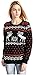 CHRISTMAS Sweater / Cardigan, with Various Lovely Patterns of Reindeer / Snowman / Snowflakes / Tree (L, Deer&Snowflake-Black)