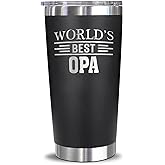 AcevedoDesign World's Best Opa Tumbler - Best Opa Laser Engraved - Opa Mug - Father's Day Gift - Birthday Gift For Opa - Opa Coffee Mug - Stainless Steel Travel Tumbler 20Oz, Black