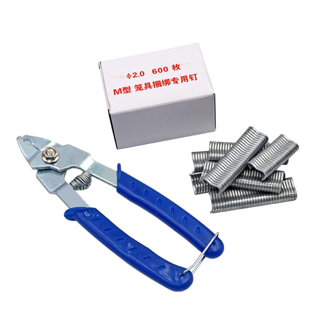 Hog Ring Pliers 600 M Nails Fence Clip Kit Cage Clamp Repair Installation Tools for Animals Cages Wire Fencing Fencing