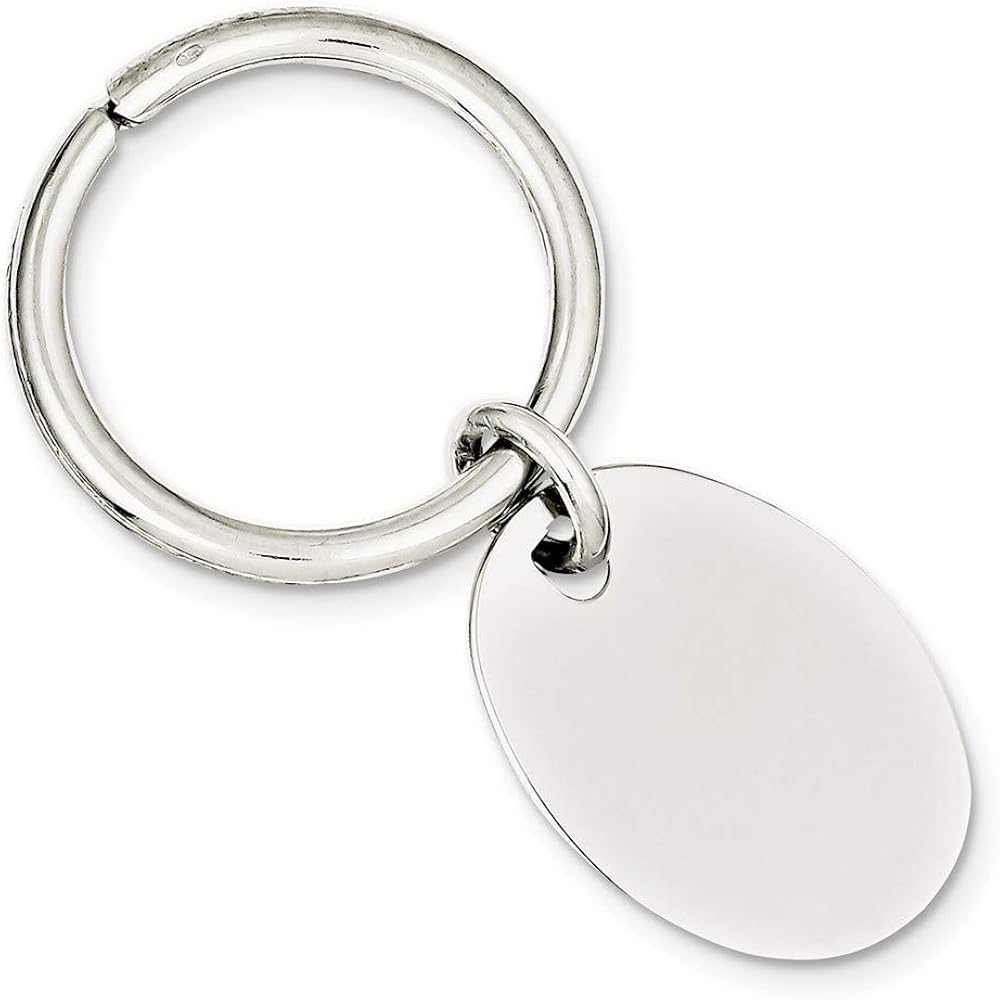 925 Sterling Silver Solid Polished Engravable Rhodium Plated Key Chain