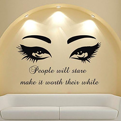 Eyes Wall Decals Beauty Salon Girl for Hood Decor Removable Stylish Quotes Sticker Unique Design Any Vehicle MC14 (13x22)
