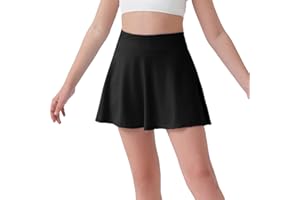 DEVOROPA Girls Tennis Skirts Stretch Adjustable Waist Youth Golf Athletic Pleated Skorts Lining Kids Cheer Shorts Pocket