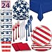 HeroFiber Disposable Paper Dinnerware for 24 - Patriotic - 2 Size Plates, Cups, Napkins , Cutlery (Spoons, Forks, Knives), and Tablecovers - Full Party Supply Pack primary
