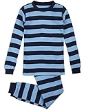 Petit Lem Big Boys' Ocean Stripe 2 Piece Pajama Set, Blue/Navy, 6