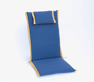 Hambiente 6er Pack Gartenstuhlauflage für Hochlehner ca. 120 x 50 cm waschbar mit Reißverschluss stahlblau inkl. passende Auf