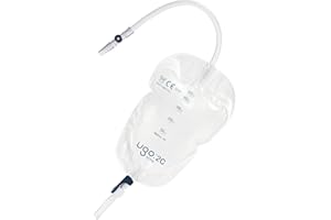 U GO Ugo Leg Bags (x10) – Urine Drainage Bags/Catheter Leg Bags, T Tap or Lever Tap with Soft Fabric Backing and a Natural Leg-Shape Design (Pack of 10) (Ugo 2C - 500ml, Long Tube, Lever Tap)