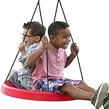 Super Spinner® Swing, FUN! Easy Install for Swing Set or Tree, Best Swing on the Planet! (Red)