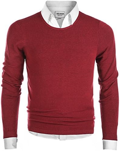 MOCOTONO Men's Long Sleeve Crew Neck Pullover Knit Sweater