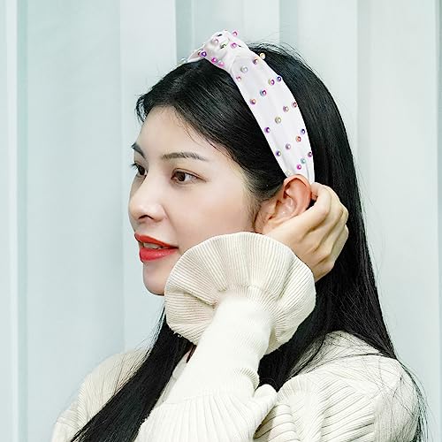 Sucrain Pcs Pearl Knotted Headbands for Women Girls Colorful