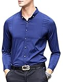 Men's Slim Fit Long Sleeve Elastic Button Down Dress Shirt