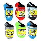 Spongebob Boys 6 pk Ankle Socks (4-6 (Shoe: 7-10), Faces of Spongebob No Show)