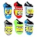 Spongebob Boys 6 pk Ankle Socks (4-6 (Shoe: 7-10), Faces of Spongebob No Show)