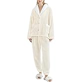 Gihuo Womens Pajamas Set Fluffy 2 Piece Pjs Fuzzy Top Pants Loose Coral Fleece Loungewear Sleepwear Winter Warm Pj