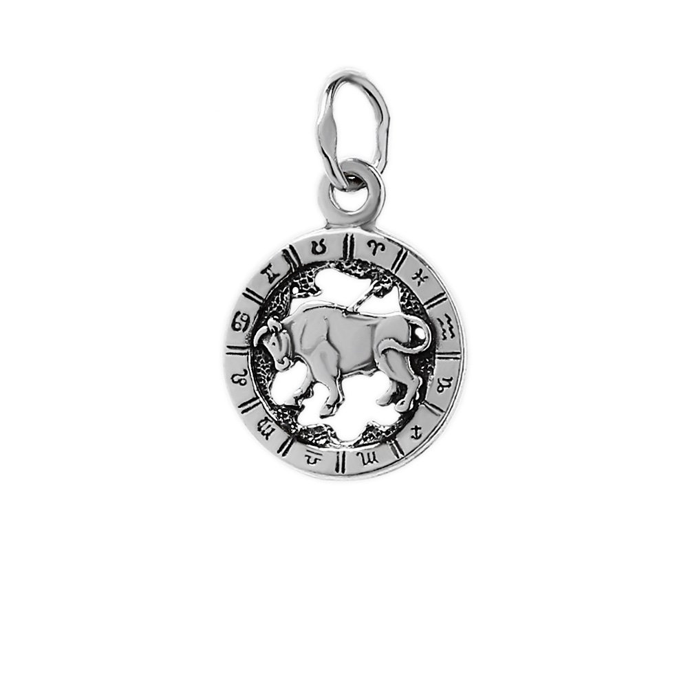 NKlaus 925 sterling silver chain pendant horoscope zodiac sign Taurus 6318