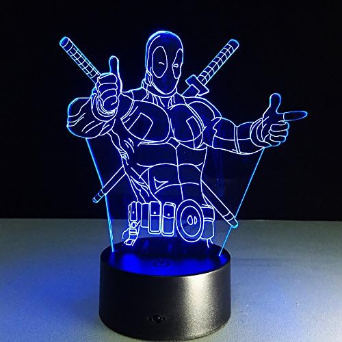 Voorpret Deadpool 3D Illusion Light Optical Bedroom Night Color Change LED Desk Table Lamp