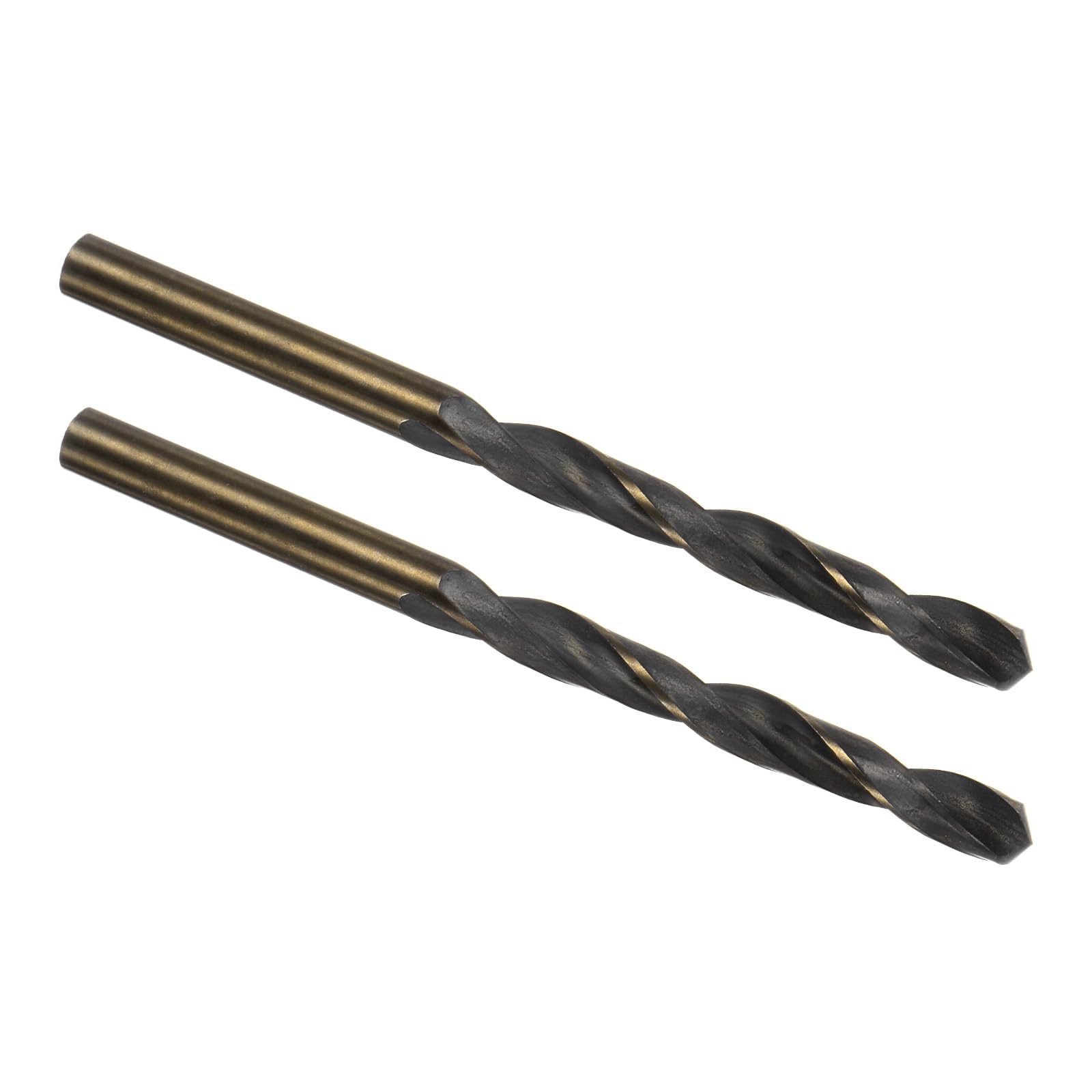 Kozelo 2PCS Twist Drill Bit - [7mm/0.28"] Titanium & Nitride Coated High-Speed Steel Round Shank Jobber Bit Set Black Gold for Metal Wood Plastic Steel Use, 65mm/2.56" Blade Length