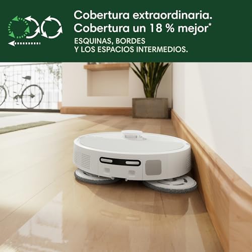 Roomba Plus 505 Combo con Base AutoWash multifunción y autolimpiable, mopas DualClean con PerfectEdge, PrecisionVision IA, Clearview Pro LiDAR, Secado Aire Caliente mopas, 75 días autovaciado_B
