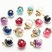 Libiline 16pcs 12mm(0.48'') Colorful Mix Lots Assorted-Colors Antique Charms Glass Ball with Tiny Shiny Rhinestone Beads Pendant Craft Accessory Diy Necklace Bracelet Craft Jewelry Making Supply