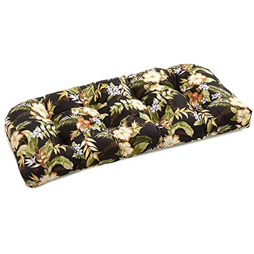 Blazing Needles Outdoor Rounded Back Loveseat Cushion, 42" x 19", Freeport Ebony