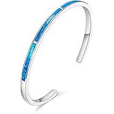 EVER FAITH Created Blue Opal Bracelet for Women Simulated Gemstone Birthstone Bracelets Birthday Mothers Day Anniversary Jewelry (Bangle)