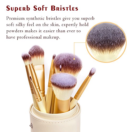 Matto Makeup Brushes Professional 10-Piece Golden Makeup Brush Set with Brush Holder