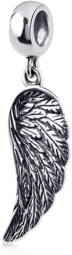 Sambaah Angel Wing Charm 925 Sterling Silver Wing Pendant Feather Charm Lucky Bracelets Charm