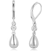 14K Gold Plated Teardrop Leverback Earrings for Women, Hypoallergenic Cubic Zirconia Waterdrop Drop Dangle Earrings Trendy Hoop Jewelry Gift