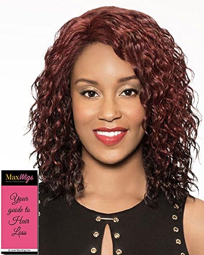Valencia Wig Color 4 Medium Dark Brown-Foxy Lady Wig Shoulder Length Lace Front Loose Spiral Curls Synthetic African American Womens Machine Wefted Lightweight Cap Bundle with MaxWigs Hairloss Booklet