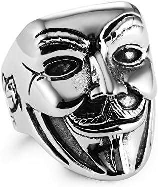 Men biker rings,stainless steel harley rings,V for vendetta mask,punk rock motorcycle rings(9)