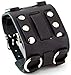 RoseCo Wide Black Leather Tri Clasp Cuff Wrist Watch Band