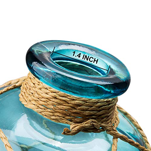 Diamond Star Rustic Glass Bottle Vase Decorative Blue Flower Vase with