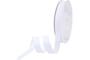 Kryvus White Ribbon, Grosgrain Ribbon 5/8 Inch x Continuous 50 Yards, White Grosgrain Ribbon for Crafts, Gift Wrapping, Hair Accessories, Wedding Decor, Sewing and Bow Making