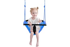 nets Tribe 2 -in- 1 Toddler Swing. Swing Seat for Kids with Adjustable Ropes, for Kids Heavy Duty Rope Play Secure Children Swings Set, for Outdoor Indoor, Backyard. Upgrade Product (Blue)