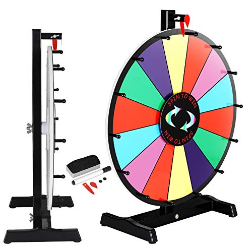 Oteymart 18 Inches Tabletop Spinning Prize Wheel 14 Color Slots Dry Erase Spin Wheel with Stand, for Party Trade Show