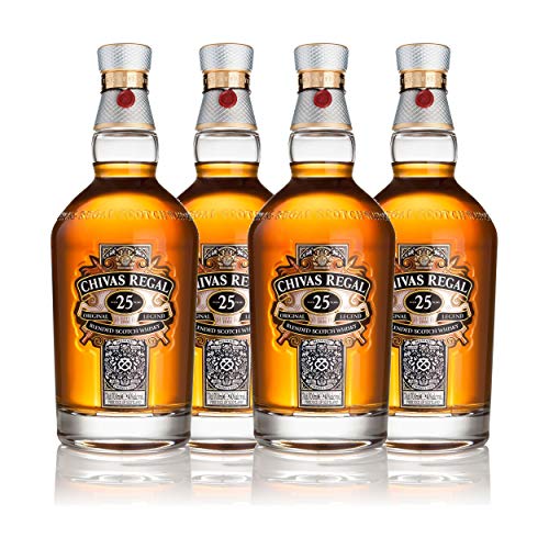 Chivas Regal 25 Jahre Blended Scotch Whisky 4er Set, Whiskey, Schnaps, Spirituose, Alkohol, Flasche, 40%, 4x700 ml