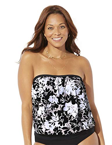 Swimsuits For All Women's Plus Size Bandeau Blouson Tankini Top
