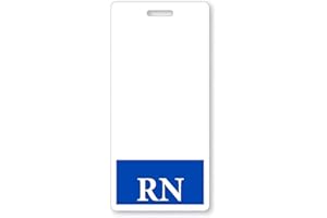 RN Badge Buddy - VERTICAL - Heavy Duty Spill Proof & Tear Resistant Cards - Double Sided- Quick Role Identifier ID Buddies for Registered Nurse - Printed in The USA by Specialist ID (Blue)